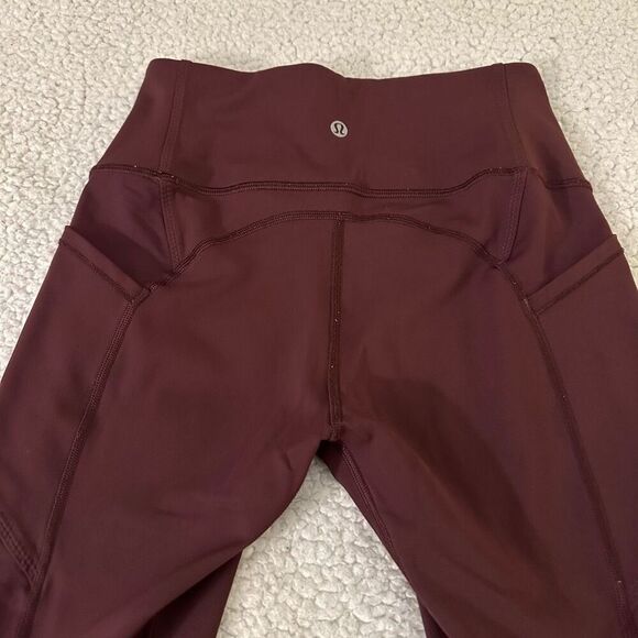 Lululemon Women’s Burgundy Maroon Athletic Leggings Size 6 EUC - Picture 8 of 12